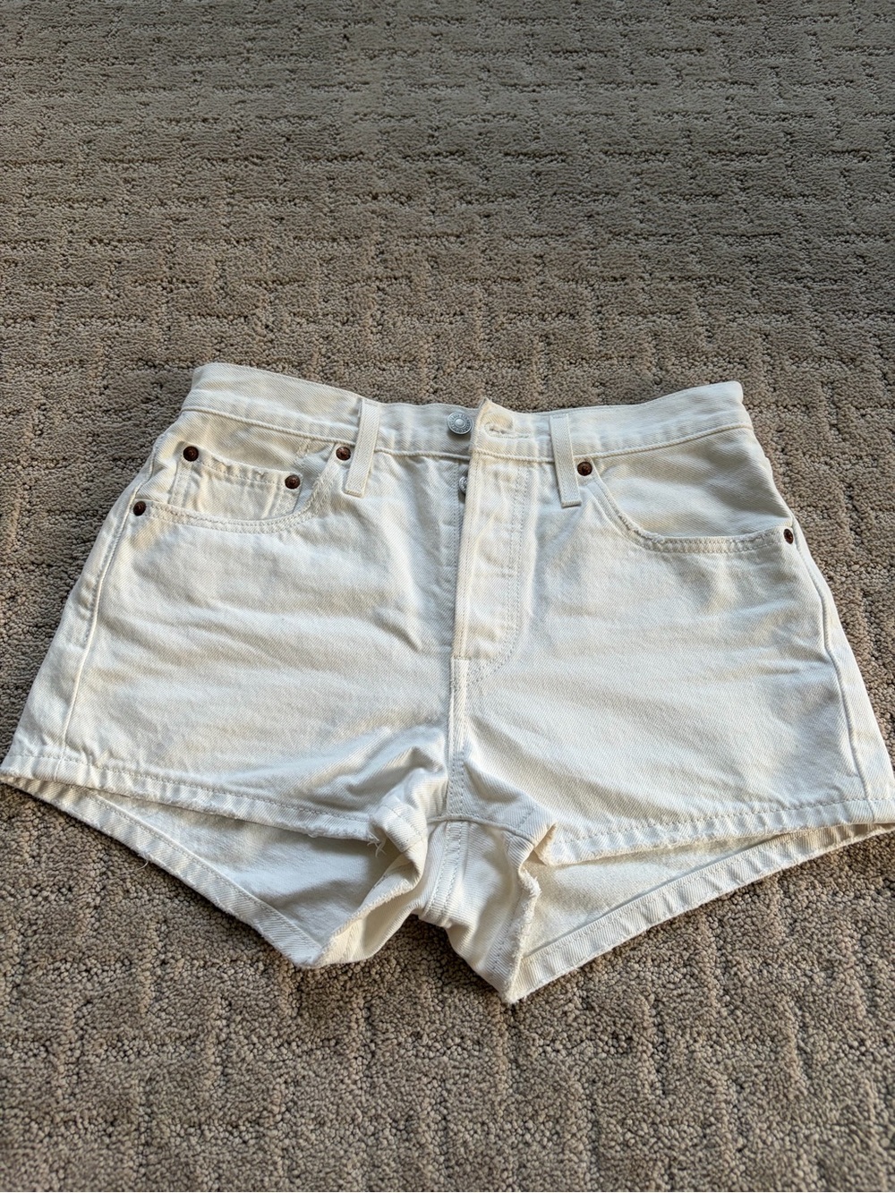 Levi's White High-Rise Denim Shorts
